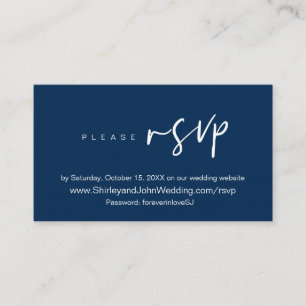 Modernes Minimalistisches, Navy Blue Script, Onlin Begleitkarte