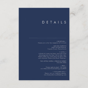 Modernes Minimalistisches Navy Blue   Silver Detai Begleitkarte