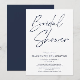 Modernes Minimalistisches Navy Blue White Brautpar Einladung