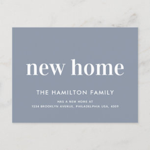 Modernes Minimalistisches neues Zuhause Dusty Blue Ankündigungspostkarte