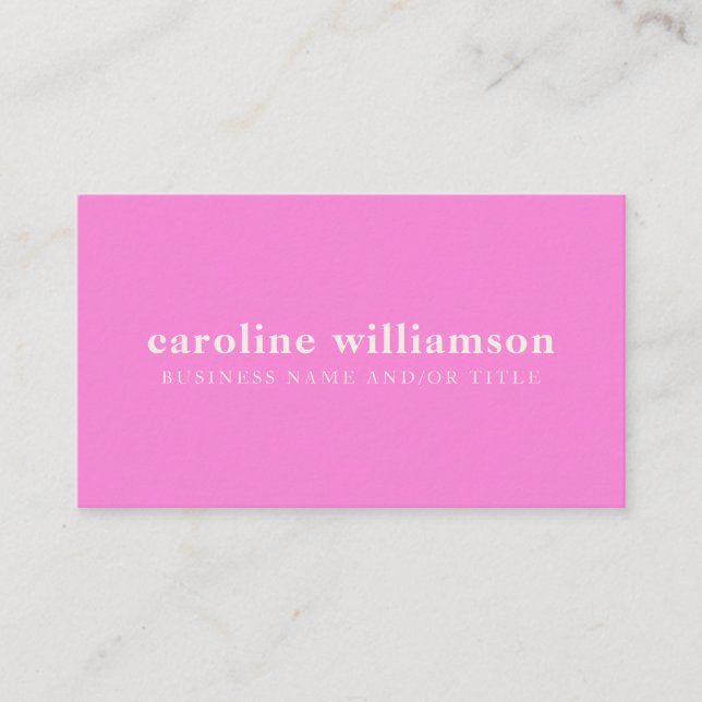 Modernes Minimalistisches Niedliches Girly Pink Be Visitenkarte (Vorderseite)
