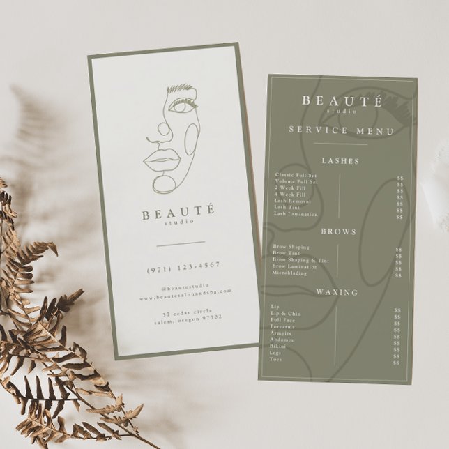 Modernes Minimalistisches Olive Lash & Brow Servic (Von Creator hochgeladen)