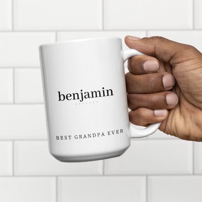 Modernes Minimalistisches Opa je Personalisiert zw Zweifarbige Tasse (Von Creator hochgeladen)