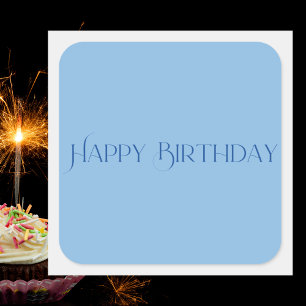 Modernes Minimalistisches Pastel Blue Happy Birthd Quadratischer Aufkleber