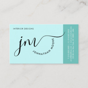 Modernes Minimalistisches Pastell Blue Script Mono Visitenkarte