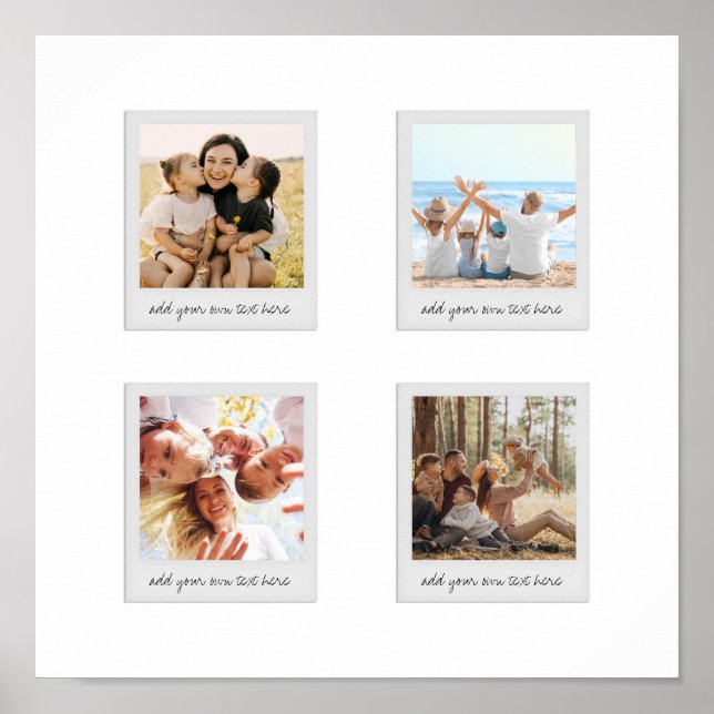 Modernes Minimalistisches Personalisiertes 4 Foto Poster (Vorne)