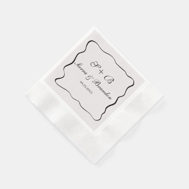 Modernes Minimalistisches Personalisiertes Hochzei Serviette (Ecke)