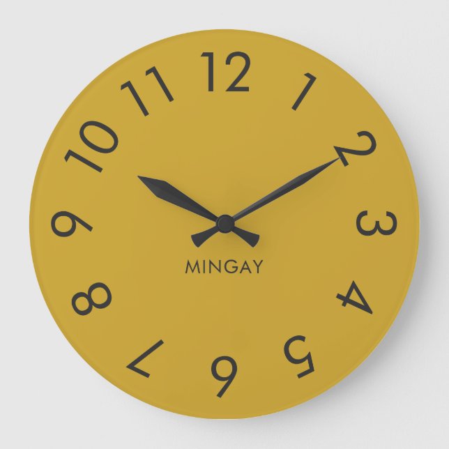 Modernes, Minimalistisches, Personalisiertes Mehlg Große Wanduhr (Vorderseite)