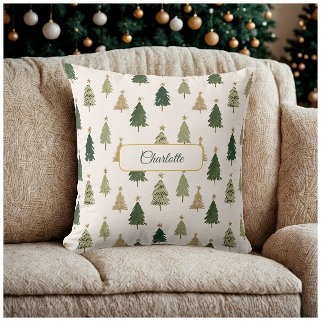 Modernes Minimalistisches Personalisiertes Weihnac Kissen (Von Creator hochgeladen)