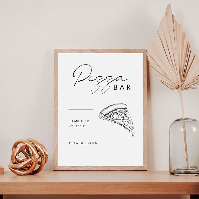 Modernes Minimalistisches Pizza-Bar Wedding-Zeiche Sockelschild (Von Creator hochgeladen)