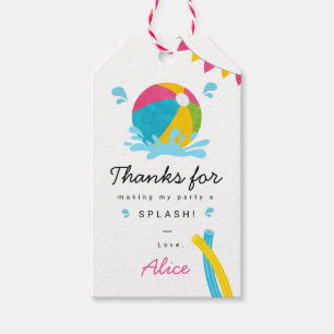 Modernes Minimalistisches Pool Party Girl Birthday Geschenkanhänger