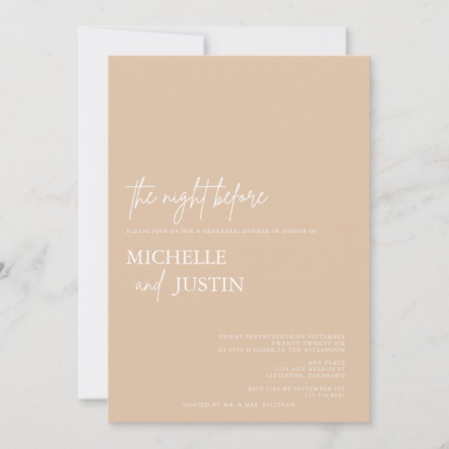 Modernes Minimalistisches Probe-Dinner Invita Einladung (Vorderseite)