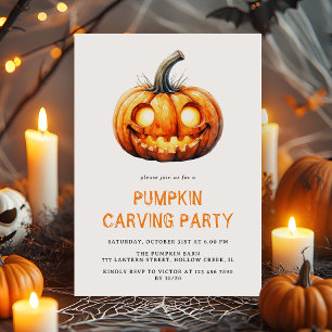 Modernes Minimalistisches Pumpkin Carving Party Ha Einladung