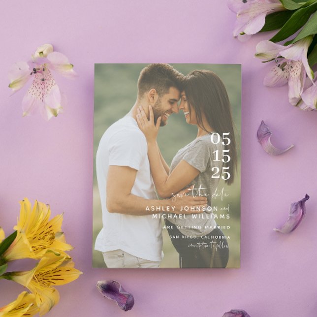 Modernes Minimalistisches QR-Code-Skript Hochfahre Save The Date (Save Our Date! 💍 #ForeverLove)