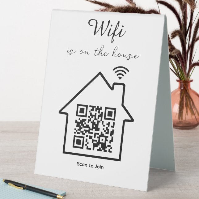 Modernes, Minimalistisches QR-Codezeichen für WiFi Tischaufsteller (In Situ (Tisch))