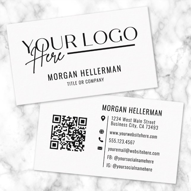 Modernes Minimalistisches QR-Logo mit Beruflichem  Visitenkarte (Modern Minimalist QR Code Professional Logo Business Card)