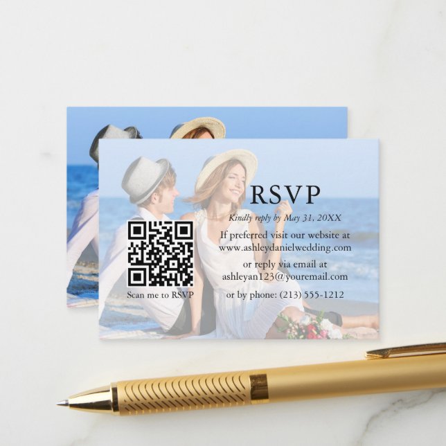 Modernes Minimalistisches QR UAWG Overlay-Foto für Begleitkarte (Vorderseite/Rückseite Beispiel)