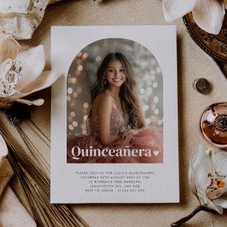 Modernes Minimalistisches Quinceañera Artes Foto Einladung