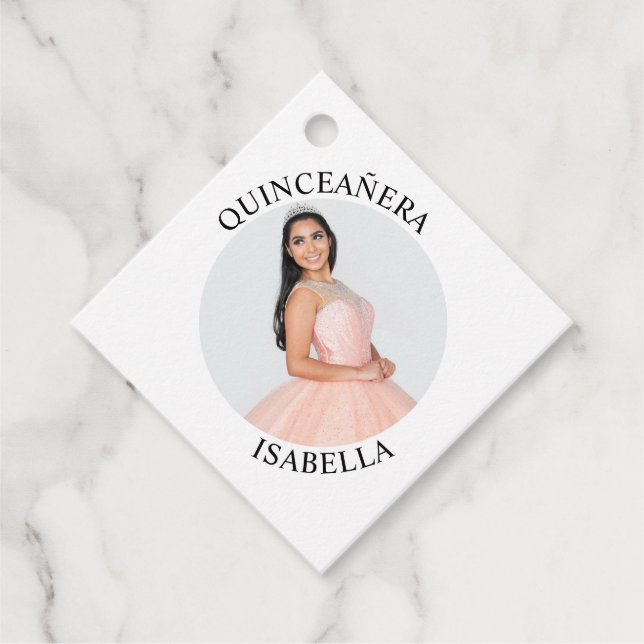 Modernes Minimalistisches Quinceañera-Foto Geschenkanhänger (Vorderseite)