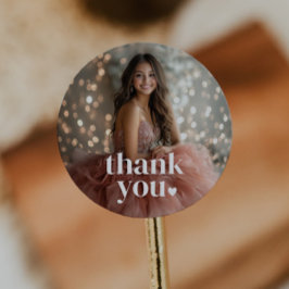 Modernes Minimalistisches Quinceañera-Foto Runder Aufkleber