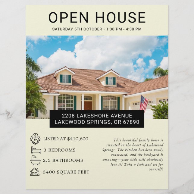 Modernes Minimalistisches Real Anwesen Open House  Flyer (Vorne)