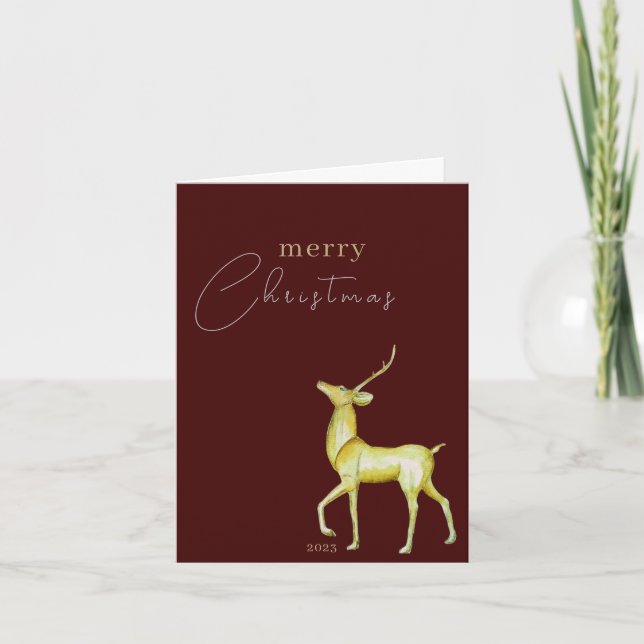 Modernes Minimalistisches Reindeer Firmenweihnacht Karte (Vorderseite)