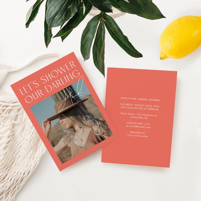 Modernes Minimalistisches rosa Foto Digitales Brau Einladung (Von Creator hochgeladen)