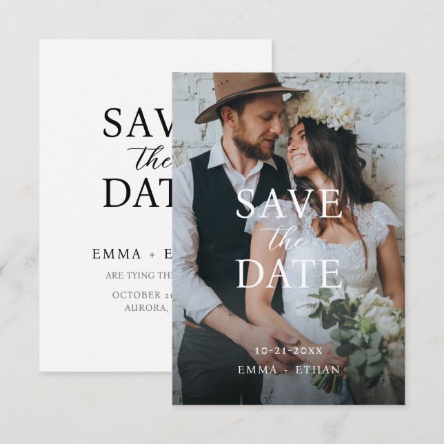Modernes Minimalistisches Rosa Save The Date (Vorne/Hinten)