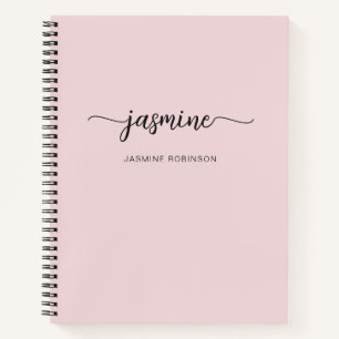 Modernes Minimalistisches Rosa Schriftmonogramm Na Notizbuch