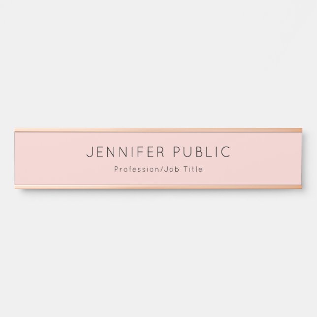 Modernes Minimalistisches Rosa-Template Elegant Türschild (Vorderseite )