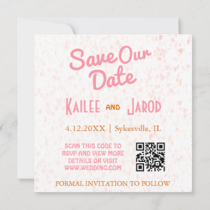 Modernes Minimalistisches Rosa und Orange Save The Date