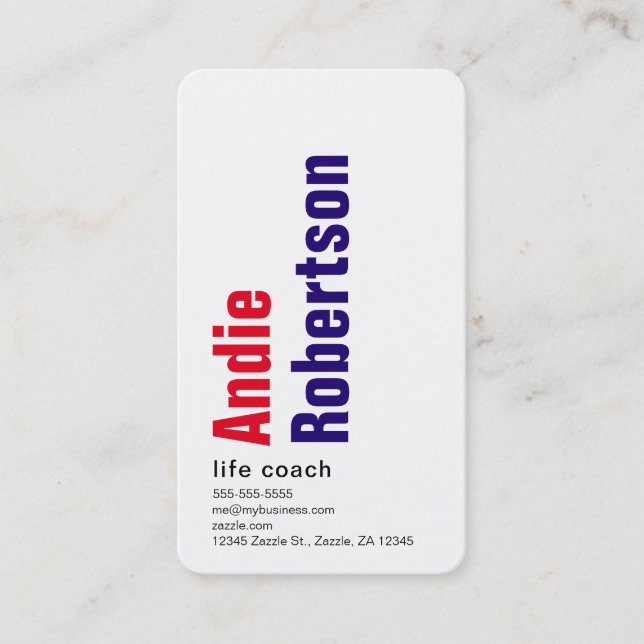 Modernes Minimalistisches Rot lila Visitenkarte (Vorderseite)