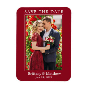 Modernes Minimalistisches Rot Save the Date Magnet