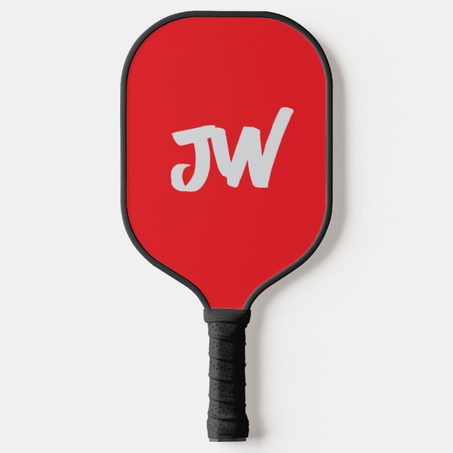 MODERNES MINIMALISTISCHES ROTES MONOGRAM PICKLEBALL SCHLÄGER (Vorderseite)