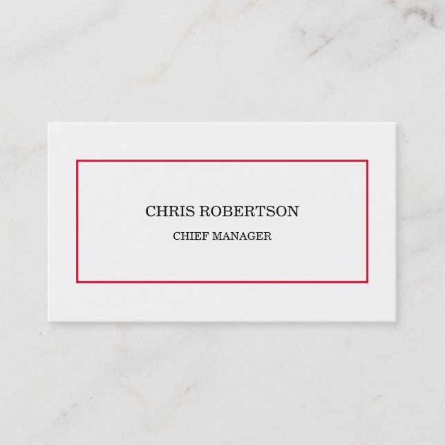 Modernes Minimalistisches Rotes Weiß Visitenkarte (Vorderseite)