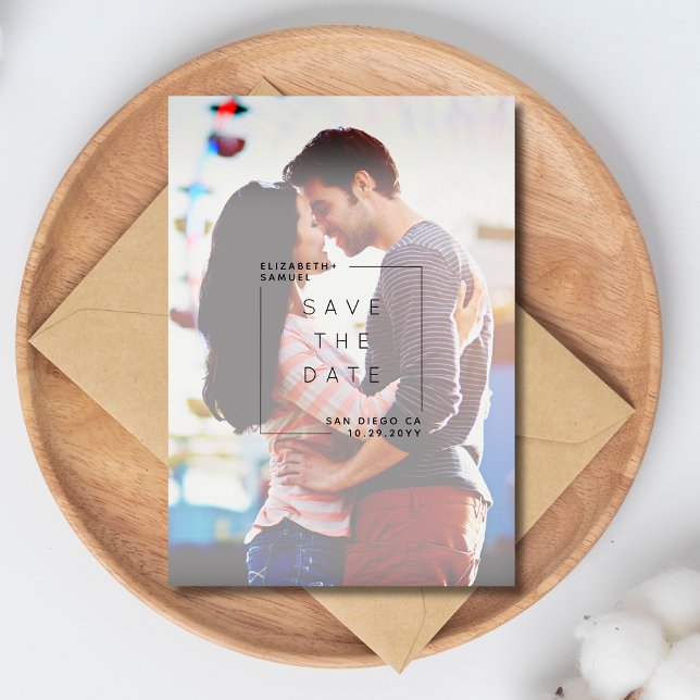 Modernes Minimalistisches Save the Date Foto | wei Dankeskarte (Von Creator hochgeladen)