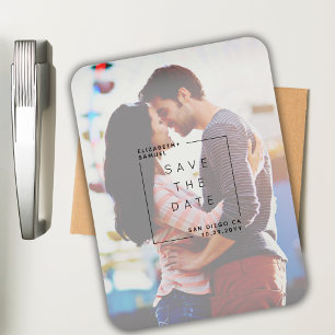 Modernes Minimalistisches Save the Date Foto Weiß Magnet