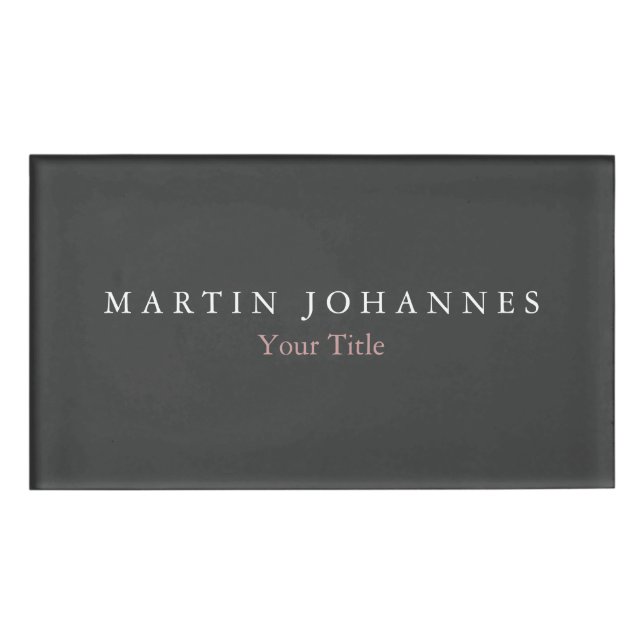 Modernes, Minimalistisches Schlichtes Elegantes Gr Namenschild (Vorderseite)