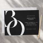 Modernes Minimalistisches Schwarz 30. Geburtstag Einladung<br><div class="desc">Moderne minimalistische 30. Geburtstagseinladung mit einfachem Design mit schicker Typografie und eleganter Schrift.</div>