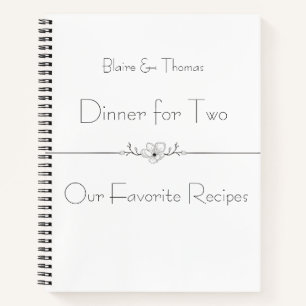 Modernes, minimalistisches Schwarz-auf-Weiß-Rezept Notizbuch