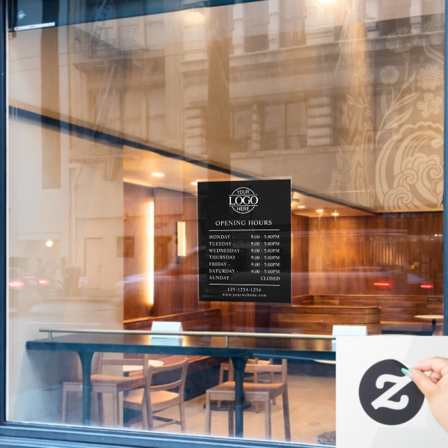 Modernes Minimalistisches Schwarz | Geschäftsöffnu Fensteraufkleber (Café-Fenster)