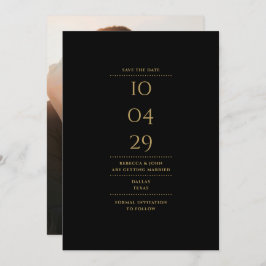 Modernes Minimalistisches Schwarz-Gold-Hochzeitsfe Save The Date