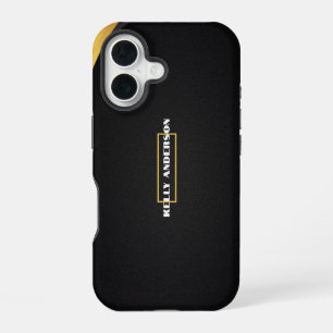 Modernes Minimalistisches Schwarz & Gold-Muster mi iPhone 16 Hülle