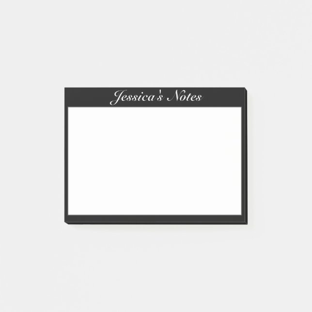Modernes Minimalistisches Schwarz Post-it Klebezettel (Vorderseite)