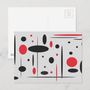 Modernes Minimalistisches Schwarz-Rot-geometrische Postkarte