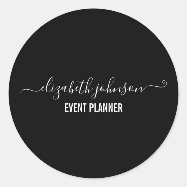 Modernes Minimalistisches Schwarz Runder Aufkleber (Vorderseite)