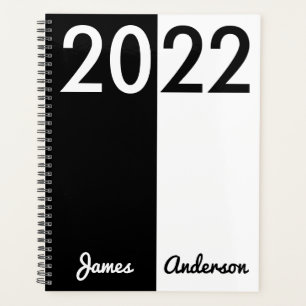 Modernes Minimalistisches Schwarz-Weiß-Design 2022 Planer