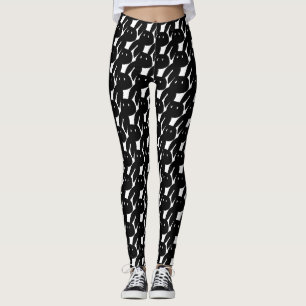 Modernes minimalistisches Schwarz-Weiß-Hasenmuster Leggings