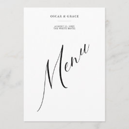 Modernes Minimalistisches Schwarz-Weiß-Hochzeitsme Menükarte