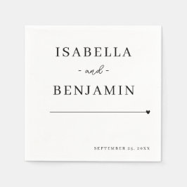 Modernes Minimalistisches Schwarz-Weiß-Hochzeitspa Serviette